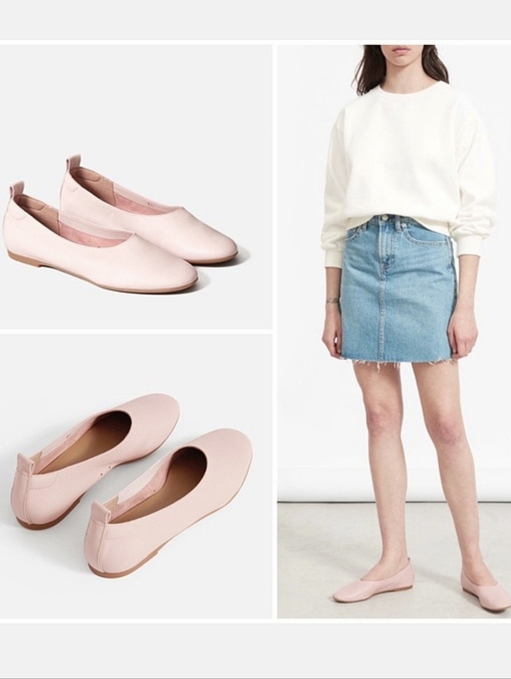 New! EVERLANE The Italian Leather Day Glove Ballet Flats US 8 Rose Pink Slip-On
